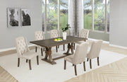 Traditional Solid Wood Rectangular Trestle Dining Set With Chairs by Quality Living Furniture
