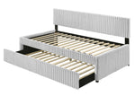 Modern Upholstered Kids Twin Platform Bed with Trundle and Channel Tufted Headboard (K45, K46, K47) by Quality Living Furniture
