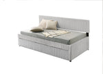 Modern Upholstered Kids Twin Platform Bed with Trundle and Channel Tufted Headboard (K45, K46, K47) by Quality Living Furniture