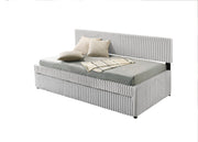 Modern Upholstered Kids Twin Platform Bed with Trundle and Channel Tufted Headboard (K45, K46, K47) by Quality Living Furniture