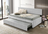 Modern Upholstered Kids Twin Platform Bed with Trundle and Channel Tufted Headboard (K45, K46, K47) by Quality Living Furniture