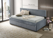 Modern Upholstered Kids Twin Platform Bed with Trundle and Channel Tufted Headboard (K45, K46, K47) by Quality Living Furniture