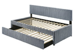 Modern Upholstered Kids Twin Platform Bed with Trundle and Channel Tufted Headboard (K45, K46, K47) by Quality Living Furniture