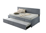 Modern Upholstered Kids Twin Platform Bed with Trundle and Channel Tufted Headboard (K45, K46, K47) by Quality Living Furniture