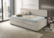 Modern Upholstered Kids Twin Platform Bed with Trundle and Channel Tufted Headboard (K45, K46, K47) by Quality Living Furniture