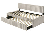 Modern Upholstered Kids Twin Platform Bed with Trundle and Channel Tufted Headboard (K45, K46, K47) by Quality Living Furniture