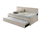 Modern Upholstered Kids Twin Platform Bed with Trundle and Channel Tufted Headboard (K45, K46, K47) by Quality Living Furniture
