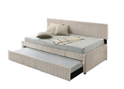 Modern Upholstered Kids Twin Platform Bed with Trundle and Channel Tufted Headboard (K45, K46, K47) by Quality Living Furniture