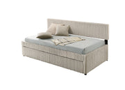 Modern Upholstered Kids Twin Platform Bed with Trundle and Channel Tufted Headboard (K45, K46, K47) by Quality Living Furniture