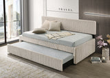 Modern Upholstered Kids Twin Platform Bed with Trundle and Channel Tufted Headboard (K45, K46, K47) by Quality Living Furniture