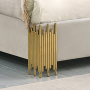 B01 Elysian Velvet Upholstered Platform Bed Frame with Staggered Metal Accents