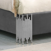 B01 Elysian Velvet Upholstered Platform Bed Frame with Staggered Metal Accents