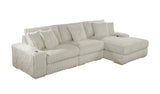 S100 Oversized Corduroy Sectional Sofa, Reversible L-Shaped Couch with Cup Holders and Natural Wood Legs