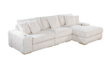 S100 Oversized Corduroy Sectional Sofa, Reversible L-Shaped Couch with Cup Holders and Natural Wood Legs