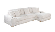 Oversized Corduroy Sectional Sofa, Reversible L-Shaped Couch with Cup Holders and Natural Wood Legs
