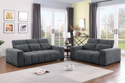 S112+S113Sl Modern Chenille Sofa and Loveseat Set, 2-Piece Deep Seat Cloud Couch with Adjustable Backrests & Channel Tufting