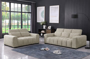 S112+S113Sl Modern Chenille Sofa and Loveseat Set, 2-Piece Deep Seat Cloud Couch with Adjustable Backrests & Channel Tufting