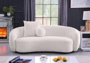 S90+91SL Modern Curved Boucle Sofa and Loveseat Set, 