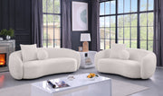 S90+91SL Modern Curved Boucle Sofa and Loveseat Set, 