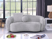 S90+91SL Modern Curved Boucle Sofa and Loveseat Set, 