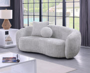 S90+91SL Modern Curved Boucle Sofa and Loveseat Set, 