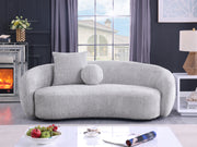 S90+91SL Modern Curved Boucle Sofa and Loveseat Set, 