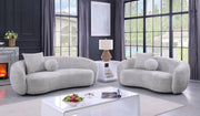 S90+91SL Modern Curved Boucle Sofa and Loveseat Set, 