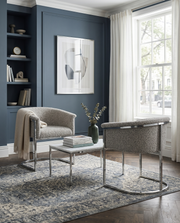 SC010 Modern Boucle Accent Dining Chair with Wrap-Around Chrome Frame & Sled Base