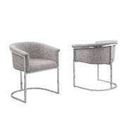SC010 Modern Boucle Accent Dining Chair with Wrap-Around Chrome Frame & Sled Base