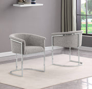 SC010 Modern Boucle Accent Dining Chair with Wrap-Around Chrome Frame & Sled Base