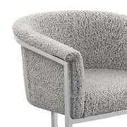 SC010 Modern Boucle Accent Dining Chair with Wrap-Around Chrome Frame & Sled Base
