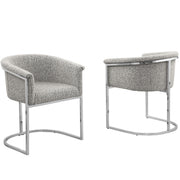 SC010-7, CH010-7, & BS010-7: Modern Boucle Fabric Chairs with U-Shaped Chrome Legs (Set of 2)