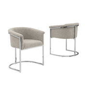 SC010 Modern Boucle Accent Dining Chair with Wrap-Around Chrome Frame & Sled Base