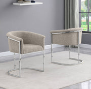 SC010 Modern Boucle Accent Dining Chair with Wrap-Around Chrome Frame & Sled Base