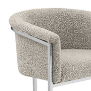 SC010 Modern Boucle Accent Dining Chair with Wrap-Around Chrome Frame & Sled Base