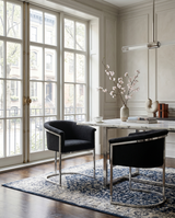 SC010 Modern Boucle Accent Dining Chair with Wrap-Around Chrome Frame & Sled Base