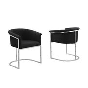 SC010 Modern Boucle Accent Dining Chair with Wrap-Around Chrome Frame & Sled Base