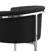 SC010 Modern Boucle Accent Dining Chair with Wrap-Around Chrome Frame & Sled Base
