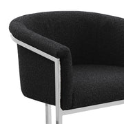 SC010 Modern Boucle Accent Dining Chair with Wrap-Around Chrome Frame & Sled Base