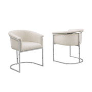 SC010 Modern Boucle Accent Dining Chair with Wrap-Around Chrome Frame & Sled Base
