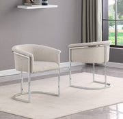 SC010 Modern Boucle Accent Dining Chair with Wrap-Around Chrome Frame & Sled Base