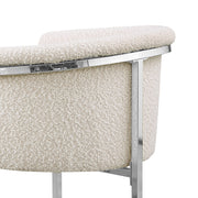 SC010 Modern Boucle Accent Dining Chair with Wrap-Around Chrome Frame & Sled Base