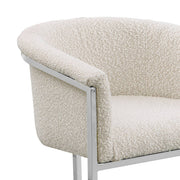 SC010 Modern Boucle Accent Dining Chair with Wrap-Around Chrome Frame & Sled Base