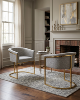 SC014 Modern Boucle Accent Dining Chair with Wrap-Around Gold Frame & Sled Base