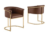 SC014L Modern Leathaire Accent Dining Chair with Channel Tufted Back, Wrap-Around Gold Frame & Sled Base by Quality Living Furniture