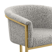 SC014 Modern Boucle Accent Dining Chair with Wrap-Around Gold Frame & Sled Base