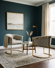 SC014 Modern Boucle Accent Dining Chair with Wrap-Around Gold Frame & Sled Base