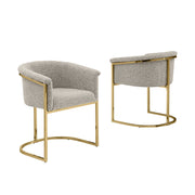 SC014 Modern Boucle Accent Dining Chair with Wrap-Around Gold Frame & Sled Base