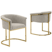 SC010-7, CH010-7, & BS010-7: Modern Boucle Fabric Chairs with U-Shaped Chrome Legs (Set of 2)