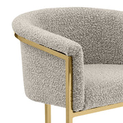 SC014 Modern Boucle Accent Dining Chair with Wrap-Around Gold Frame & Sled Base